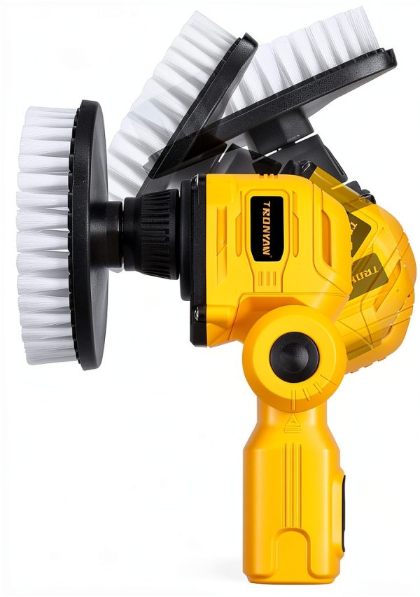 Cordless Power Scrubber TRONYAN, Dewalt 20V MAX, Yellow, 4 Heads-6