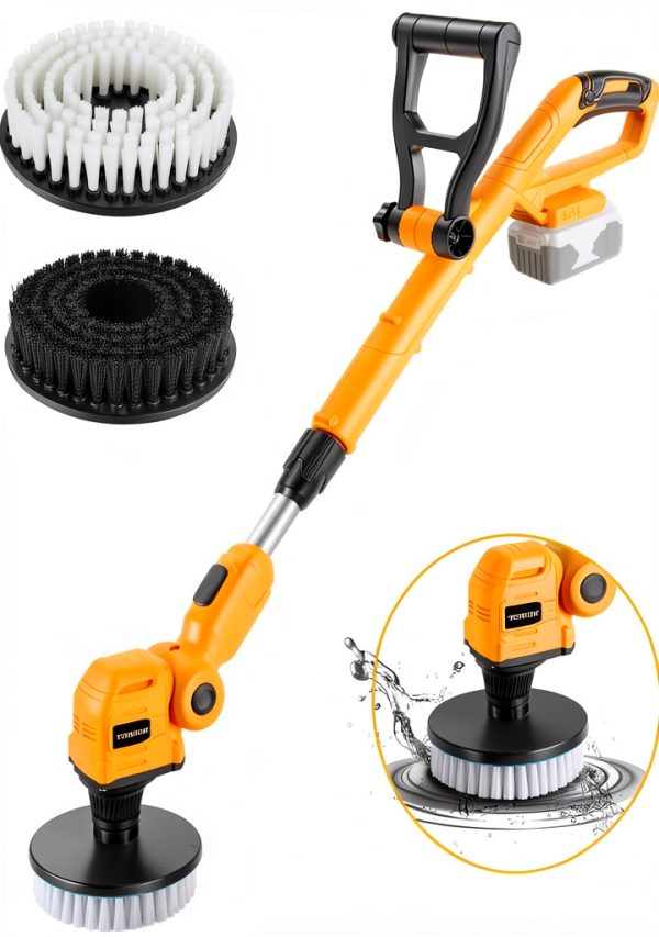 Cordless Power Scrubber TRONYAN, Dewalt 20V MAX, Yellow, 4 Heads-1