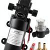 DC 12V Diaphragm Pump, Self-Priming Pump with Filter Quick Connection Terminal, 1.2 GPM 100 PSI Pressure Switch Adjustable Spray Pump, Suitable for RV Camping Shower Garden-0