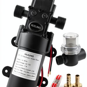DC 12V Diaphragm Pump, Self-Priming Pump with Filter Quick Connection Terminal, 1.2 GPM 100 PSI Pressure Switch Adjustable Spray Pump, Suitable for RV Camping Shower Garden-0